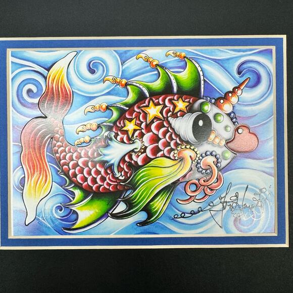 Jamie Hayes Limited Edition Pucker Fish Giclee Print Signed Matted Artwork 5"x7" - Picture 2 of 8